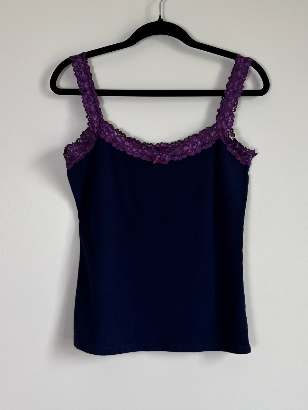 Y2K / 2000s Purple Lace-Trim Navy Tank Top - Women